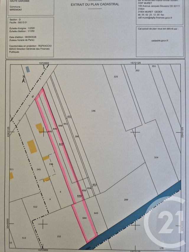 terrain à vendre - 3605.0 m2 - MIREMONT - 31 - MIDI-PYRENEES - Century 21 Act Immobilier